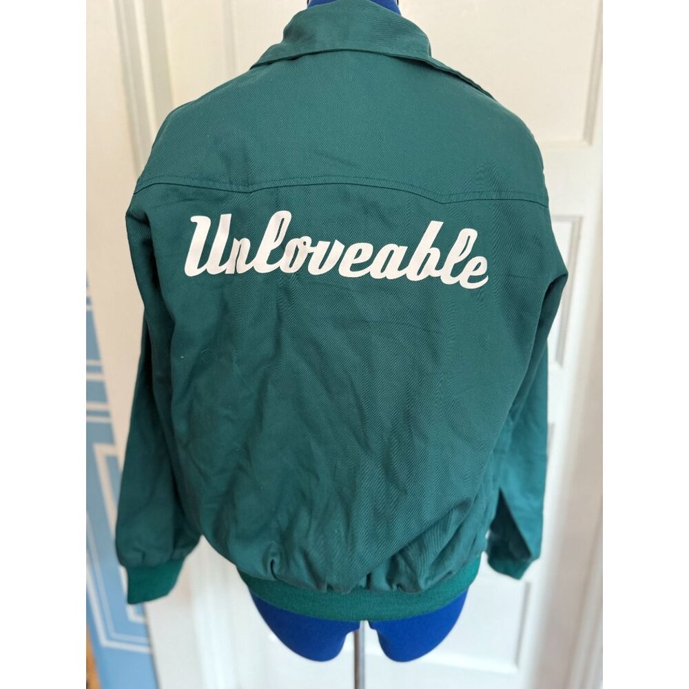 Olive & Frank Men's Teal Green Unlovable Zip Up Bomber Jacket - Sm